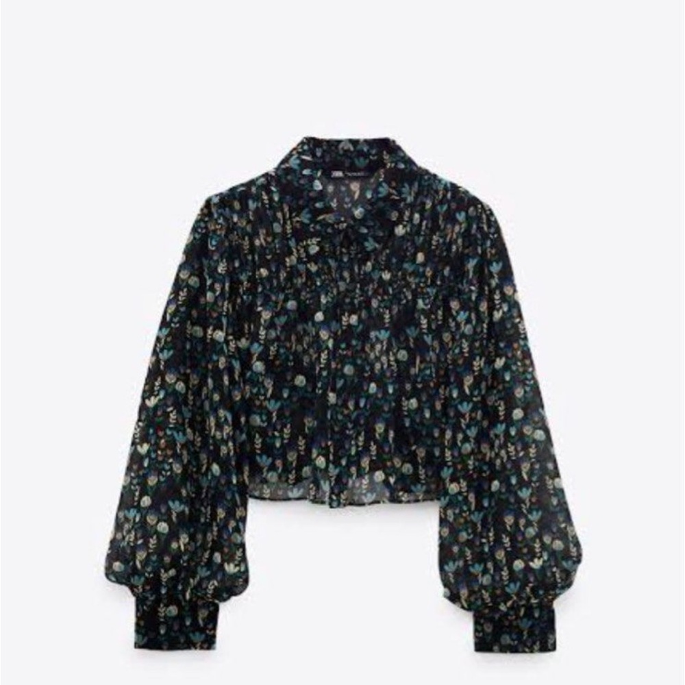 Zara flower button up blouse